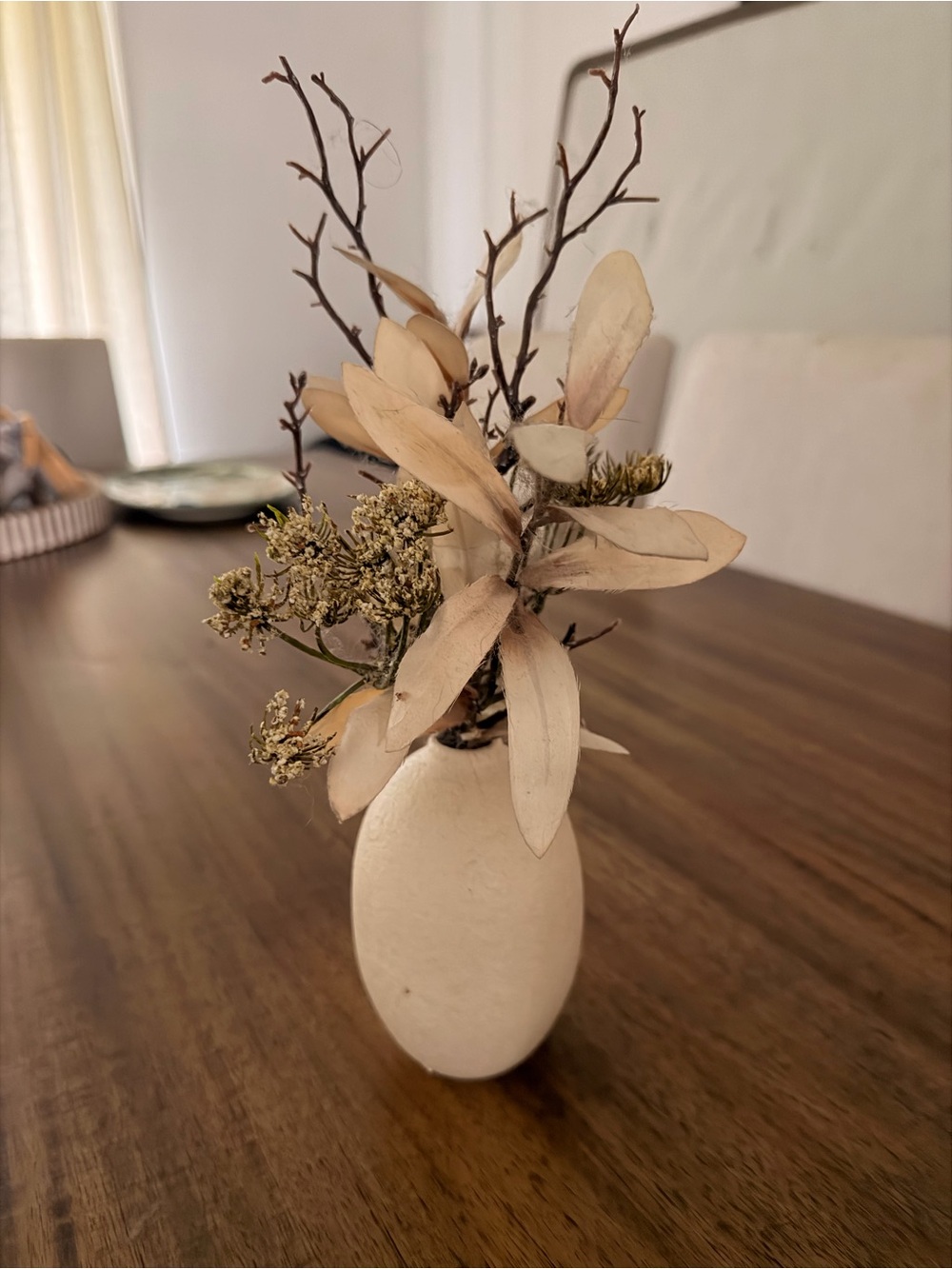 Ceramic Bud Vase with Faux Floral Arrangement